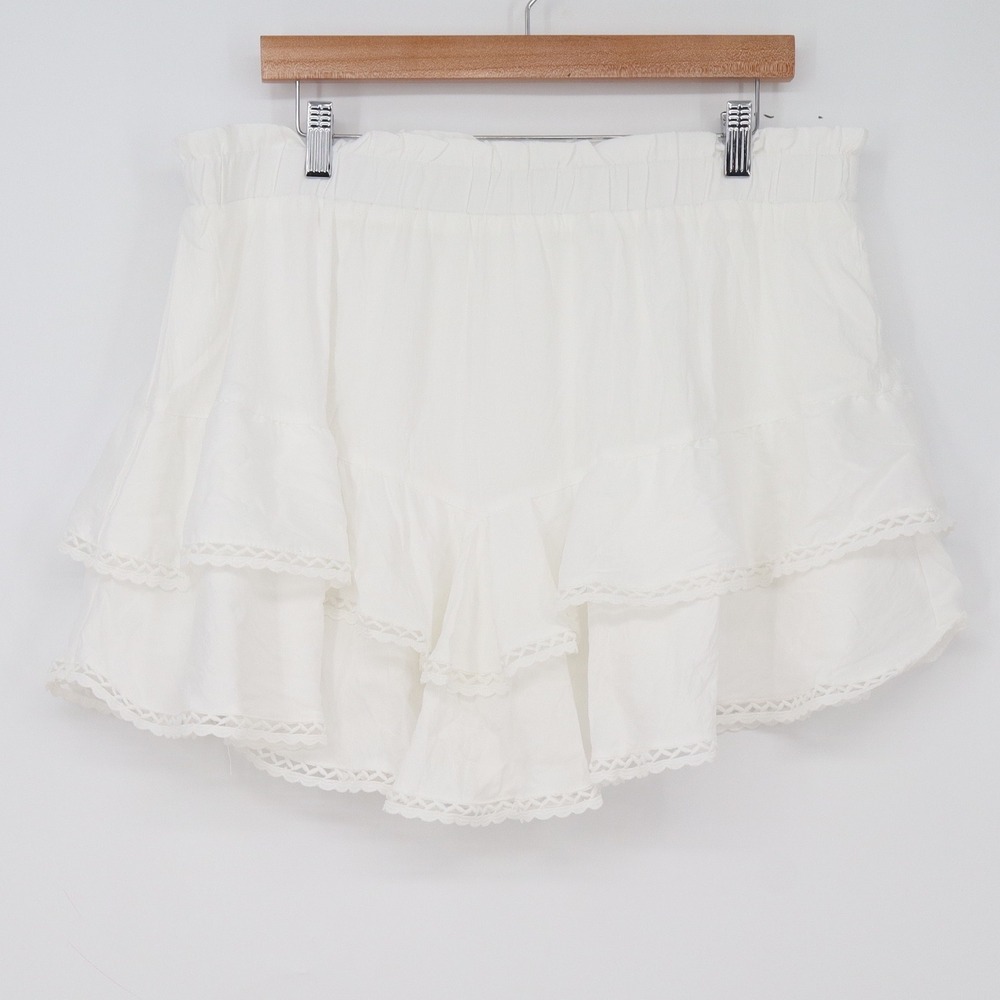 Unbranded Skort Womens 2XL Ruffle Tiered White Eyelet Lace Trim Mini Excellent